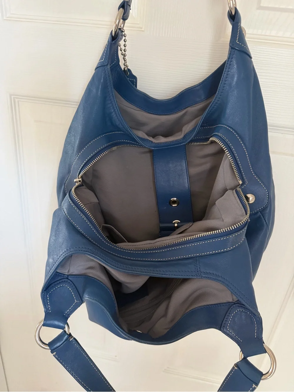 Coach Soho Pleated Leather Lynn Large Hobo Blue F15075